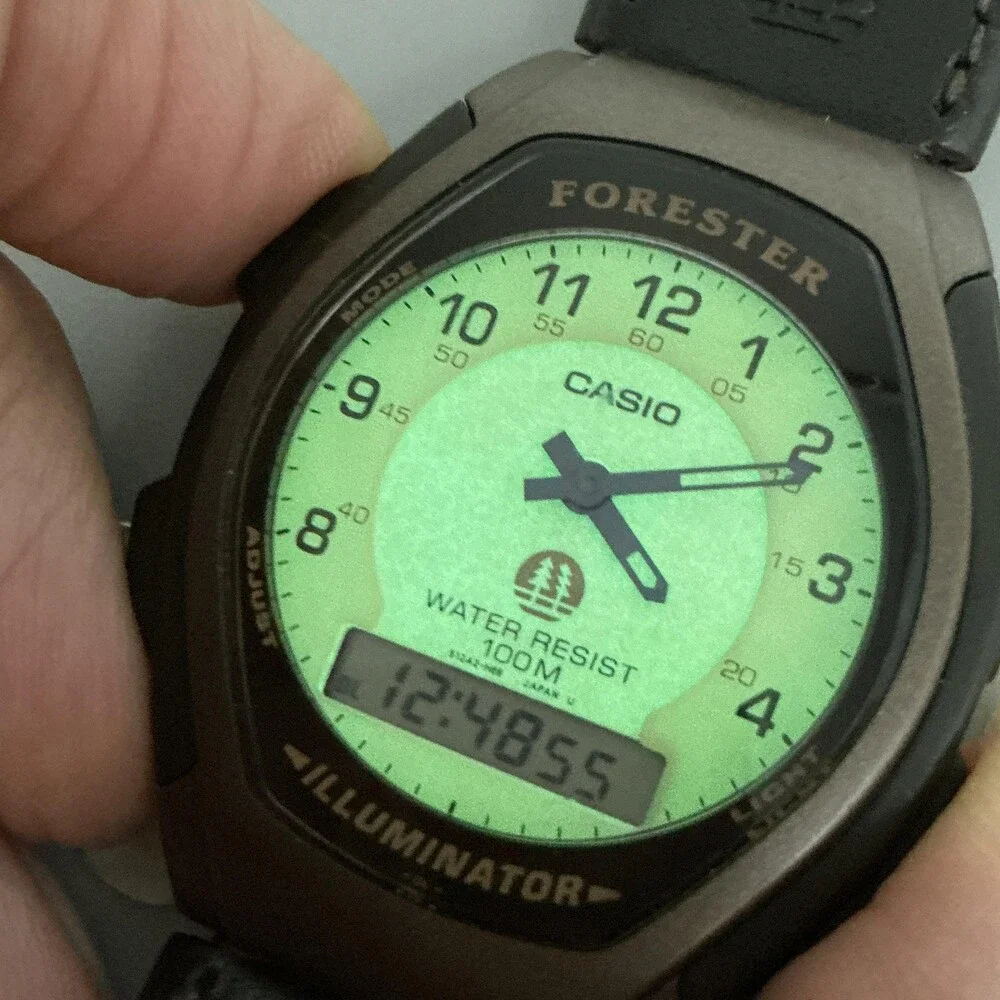 Casio Forester 5155 FT-600W Mens Watch 37mm Brown Leather Backlight New Battery